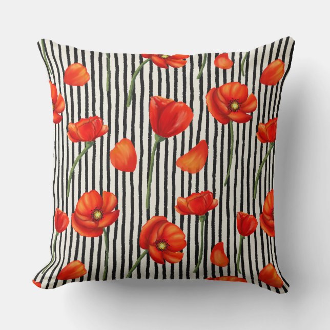 Cojín Decorativo Patrón de cachorros y rayas (Anverso)