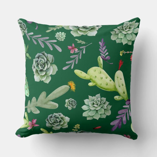 Cojín Decorativo Patrón de cactus 3 (Anverso)