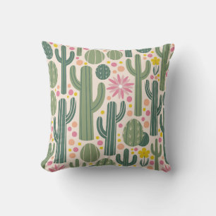 Cojín Decorativo Patrón de cactus del desierto vibrante