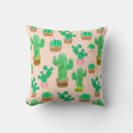 Cojín Decorativo Patrón de cactus pulido de mano