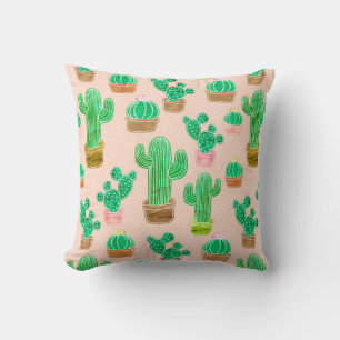 Cojín Decorativo Patrón de cactus pulido de mano