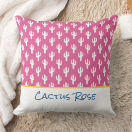 Cojín Decorativo Patrón de Cactus Saguaro Moderno Rosa Nombre