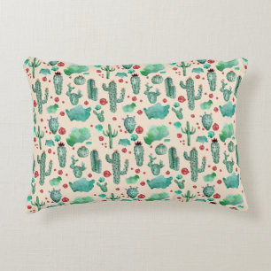 Cojín Decorativo patrón de cactus y ladybug - fondo beige