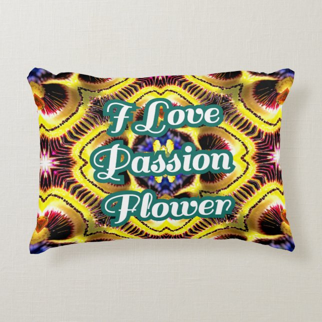 Cojín Decorativo Patrón de Caerulea de Passiflora (Anverso)