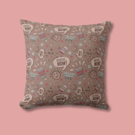 Cojín Decorativo Patrón de café juguetón ahora Mocha