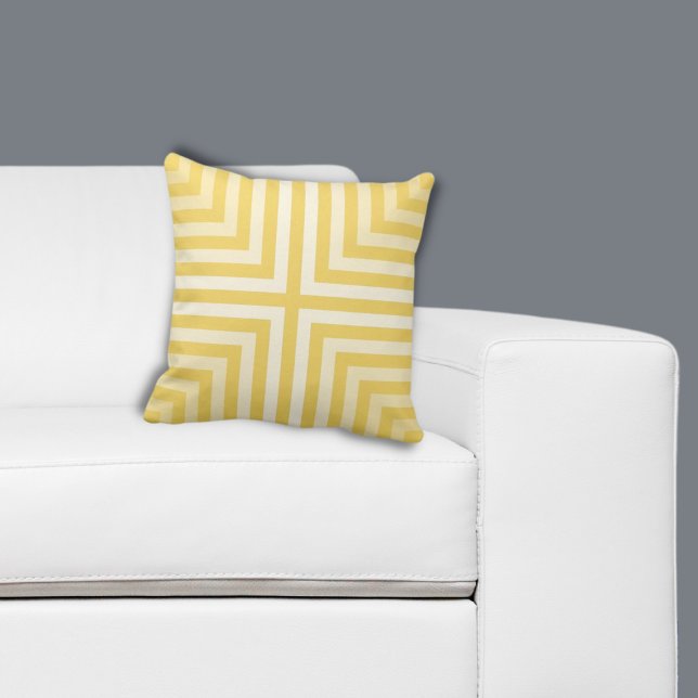 Cojín Decorativo Patrón de caja anidada amarillo geométrico (Geometric Yellow Nested Box Pattern Throw Pillow)