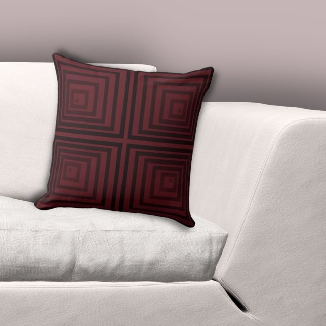 Cojín Decorativo Patrón de caja anidada de esquina roja elegante (Stylish Red Cornered Nested Box Pattern Throw Pillow)