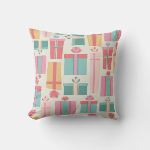 Cojín Decorativo Patrón de cajas de regalo Pastel
