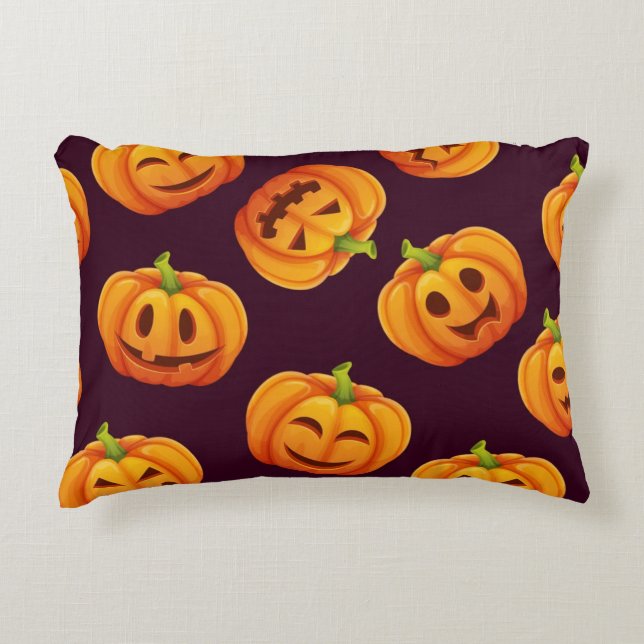Cojín Decorativo Patrón de calabaza (Anverso)