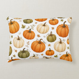 Cojín Decorativo Patrón de calabaza acuarela Calabazas de otoño