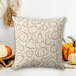 Cojín Decorativo Patrón de calabaza beige boho neutral otoño Hallow