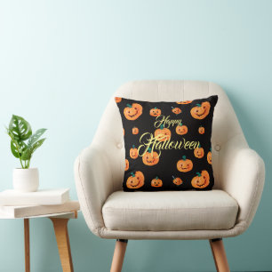 Cojín Decorativo Patrón de calabaza de Halloween