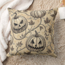 Patrón de calabaza de Halloween vintage con viñeta