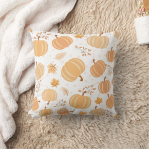 Cojín Decorativo Patrón de calabaza de otoño y pasto de hoja
