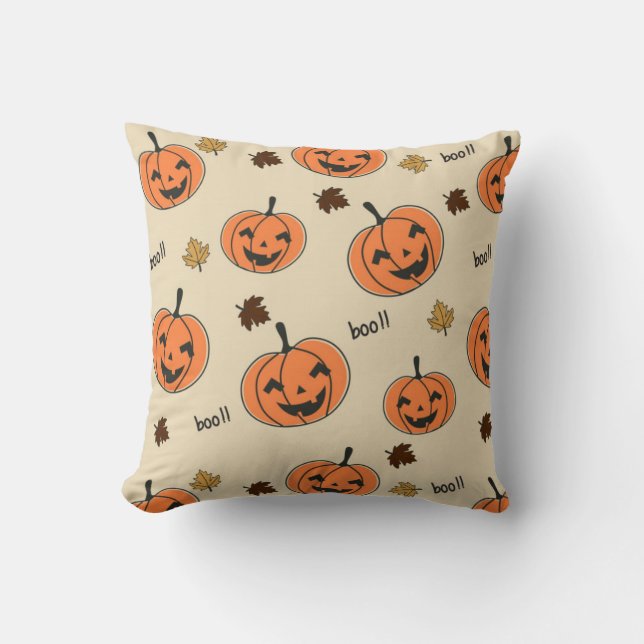 Cojín Decorativo Patrón de calabaza sin soldadura de Halloween (Anverso)
