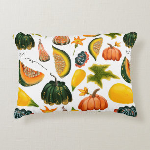 Cojín Decorativo Patrón de calabazas y hojas sin soldadura en una