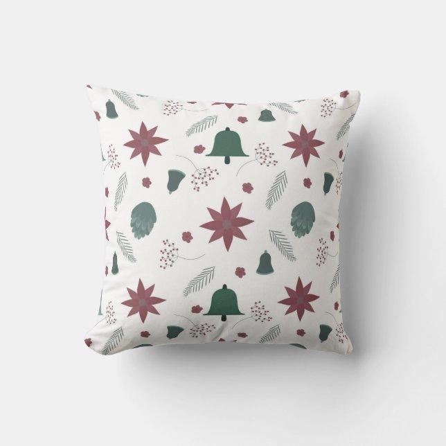 Cojín Decorativo patrón de campana de navidad (Anverso)
