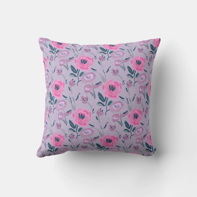 Cojín Decorativo Patrón de campo de peonies (Reverso)