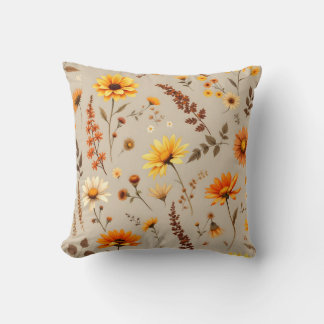 Cojín Decorativo Patrón de campo floral de otoño.Moderno exterior