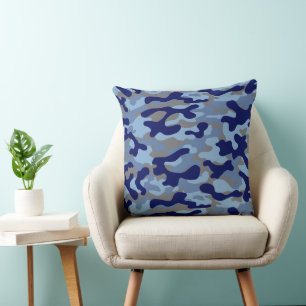 Cojín Decorativo Patrón de camuflaje azul
