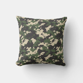 Cojín Decorativo Patrón de Camuflaje Digital Verde