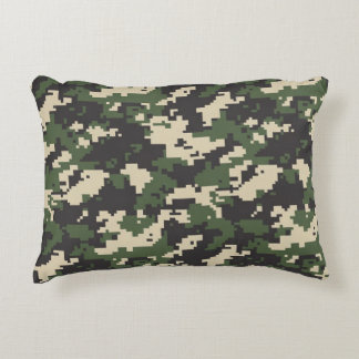 Cojín Decorativo Patrón de Camuflaje Digital Verde