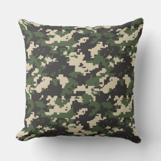 Cojín Decorativo Patrón de Camuflaje Digital Verde