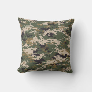 Cojín Decorativo Patrón de Camuflaje Digital Verde