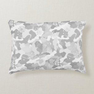 Cojín Decorativo Patrón de camuflaje gris blanco