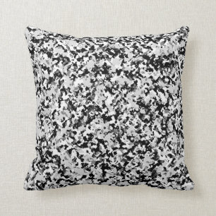 Cojín Decorativo Patrón de Camuflaje Gris Blanco Ártico Negro
