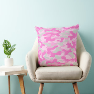 Cojín Decorativo Patrón de camuflaje gris rosa