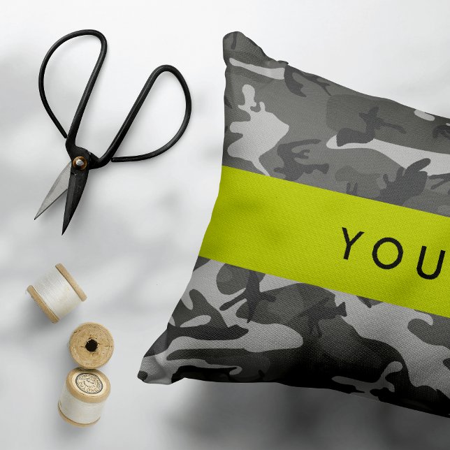 Cojín Decorativo Patrón de Camuflaje Gris, Tu nombre, Personaliza (Subido por el creador)