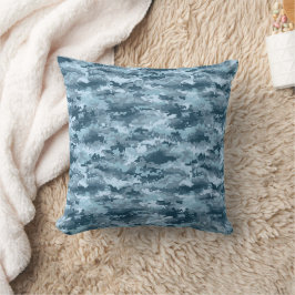 Cojín Decorativo Patrón de camuflaje pixelado militar azul