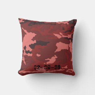 Cojín Decorativo Patrón de camuflaje rojo camuflaje rosa granate
