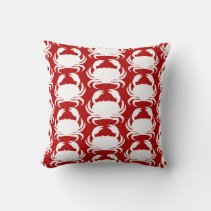 Cojín Decorativo Patrón de cangrejo rojo y blanco, decoración náuti