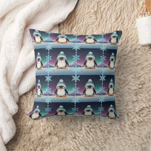 Cojín Decorativo Patrón de capucha azul penguin Cute Kawaii