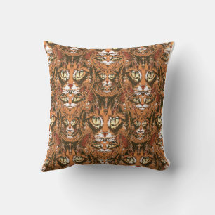 Cojín Decorativo patrón de cara de gato atigrado