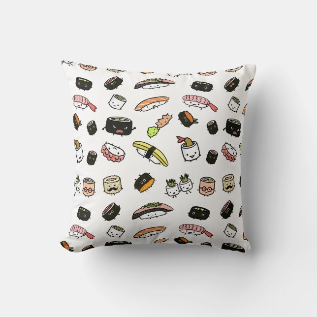 Cojín Decorativo Patrón de caracteres de sushi (Anverso)