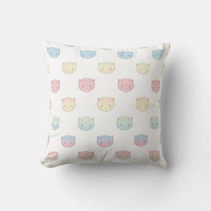 Cojín Decorativo Patrón de caras de gatito pastel adorable