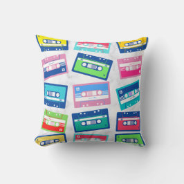 Cojín Decorativo Patrón de cassette de cinta de audio retro vintage