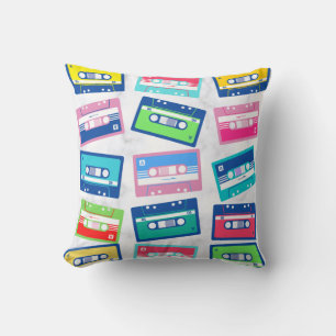 Cojín Decorativo Patrón de cassette de cinta de audio retro vintage