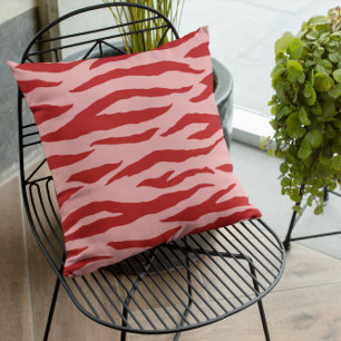 Cojín Decorativo Patrón De Cebra Rojo Y Rosa