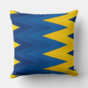 Cojín Decorativo Patrón de cheurón azul y amarillo