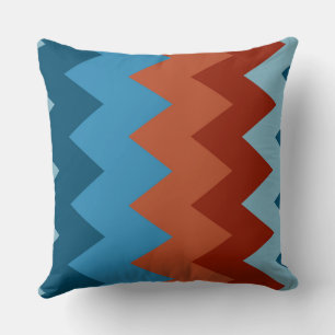 Cojín Decorativo Patrón de cheurón azul y Naranja