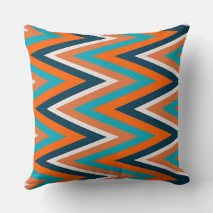 Cojín Decorativo Patrón de cheurón azul y Naranja