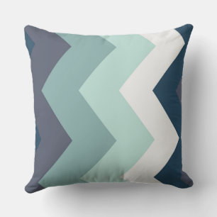 Cojín Decorativo Patrón de cheurón azul y verde
