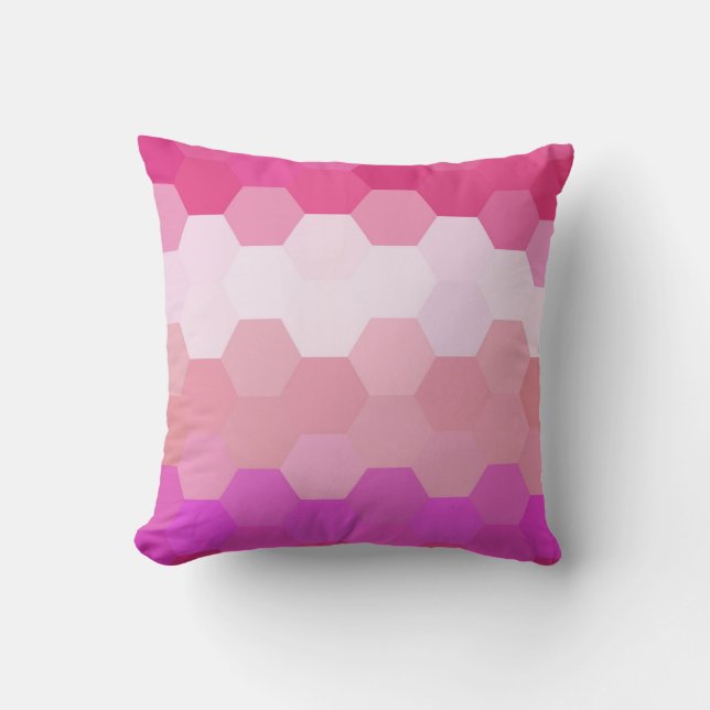 Cojín Decorativo Patrón de cheurón de hexágono rosado (Anverso)