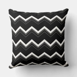 Cojín Decorativo Patrón de cheurón gris, blanco y negro