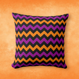 Cojín Decorativo Patrón de cheurón púrpura del Naranja negro de Hal