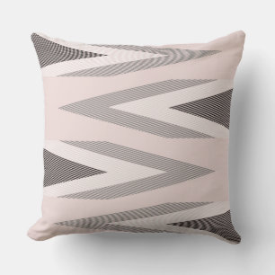 Cojín Decorativo patrón de cheurón rosa y gris